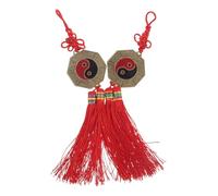 Lurrose 2pcs Small 4.8cm Feng Shui Bagua Mirror Copper Hanging Ornament with Five Elements and Twelve Zodiac Signs, Traditional Chinese Lucky Home and Office Decoration for Protection