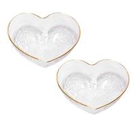 Lurrose 2pcs Small Heart-Shaped Glass Salad Bowls, Multi-Functional Decorative Fruit and Dessert Serving Bowls for Home Supplies and Tableware