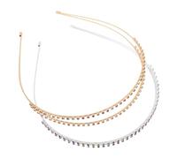 Lurrose 2pcs Sparkly Rhinestone Headbands Lightweight Comfortable Alloy Crystal Hairbands Elegant Double Layered Hair Accessories for Parties and Daily Wear