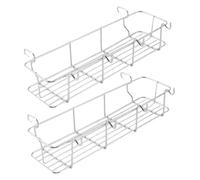 Lurrose 2pcs Stainless Steel Grill Side Basket Organizer for Outdoor Bbq Hanging Condiment Rack with Curved Hooks Seasoning Storage Holder for Kitchen and Picnic
