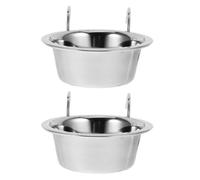 Lurrose 2pcs Stainless Steel Hanging Puppy Food Bowl Multi-function Safe Dog and Cat Feeding Bowls Silver for Convenient Feeding in Pet Cages