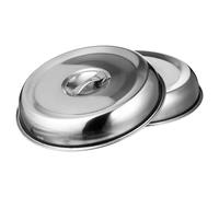 Lurrose 2pcs Stainless Steel Pot Dome 22cm Plate Cover Round Basting Steaming Cover for Flat Top Griddle Grill Indoor Outdoor