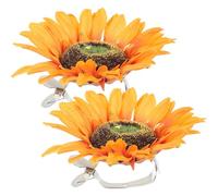 Lurrose 2pcs Sunflower Curtain Tiebacks Clips, No-drill Drapery Binding Clamps, Ochre Flower Curtain Holdback Accessories for Living Room Bedroom Window Décor