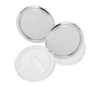 Lurrose 2pcs Ultra Thin Loose Powder Mirror Box with Velvet Puff for Women, 3g Capacity Portable Makeup Powder Container in Silver, Sturdy Abs and Glass Material with Chic Appearance