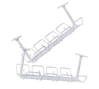 Lurrose 2pcs under Desk Cable Management Basket White Pp Wire Organizer Tray Hooks for Hanging Storage Mountable under Desk for Home and Office Use