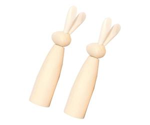 Lurrose 2pcs Unfinished Wood Rabbit Graffiti Wood Rabbit for DIY Khaki Color DIY Painting Coloring Craft Decor for Decorate Your Home