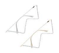 Lurrose 2pcs V Shaped Eyeglasses Frames with Rhinestones, Lightweight Metal and Plastic Triangular Design, Resistant to Deformation, for Daily and Business Wear