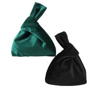 Lurrose 2pcs Velvet Knot Pouch Hand Bag Small Tote Purse Multi-purpose for Wedding Prom Women
