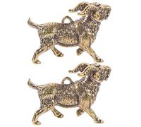 Lurrose 2pcs Vintage Brass Goat Keychain Charms, Small Delicate Keychain Pendants for Jewelry Making and Key Supply, Art Brass Ornament Accessories for Craft Decoration