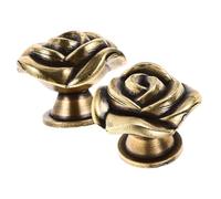 Lurrose 2pcs Vintage Rose Flower Cabinet Pull Handles Classic Drawer Knobs for Wardrobe and Cupboard Install Decorative Furniture Handles with Delicate Texture Practical Replacement