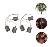 Lurrose 2pcs Vintage Rustic Cow Bells with Rope Hanging Wall Ornaments Loud Iron Bucket Design for Home Garden Outdoor Decoration and Crafting