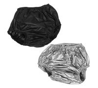 Lurrose 2pcs Waterproof Adult Diaper Covers, Leakproof PE Pants for Seniors, Washable & Reusable Incontinence Underwear, Waistline Stretched 120cm/14.6"