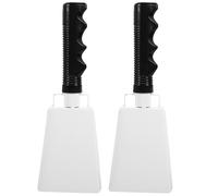 Lurrose 2pcs White Aluminum Alloy Cowbells with Handle for Sporting Events and Weddings, Attention Getting Noise Makers with Lasting Echo, Flat Surface Percussion Bells for Football Games