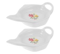 Lurrose 2pcs White Ceramic Tea Bag Coasters Teapot Shape Multipurpose Tea Bag Holder Dish with Wear Resistance for Home and Hotel Use
