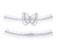Lurrose 2pcs White Lace Bridal Garters for Brides, Comfortable and Lightweight Leg Garters with Classic Bow Design, for Wedding Or Prom Accessories