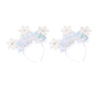Lurrose 2pcs White Snowflake Xmas Headbands for Women, Glitter Design, Wear Resistant Plastic Hairbands for Christmas Party Decor and Photo Props