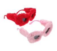 Lurrose 2pcs Women Plush Cat Eye Sunglasses, Warm Winter Decorative Eyewear, Chic Retro Style for Masquerade and Decor