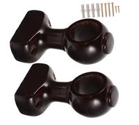 Lurrose 2pcs Wooden Curtain Rod Brackets Sturdy Wall-Mounted Curtain Pole Holders Easy Installation Smooth Finish Modern Style for Home Decor Random Color