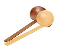 Lurrose 2pcs Wooden Hotpot Ladle with Bamboo Handle, Long Handle Kitchen Soup Ladle for Household and Restaurant Cooking, Natural Wood Cooking Spoon for Ramen and Hot Pot
