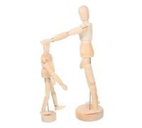 Lurrose 2pcs Wooden Poseable Mannequins with Locking Joints Articulated Figures for Sketching DIY Painting and Animation Flexible Human Model for Artists Students and Creative Projects