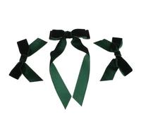 Lurrose 3 Pcs Emerald Plush Bow Hair Clips Set for Sweet Princess Hair Barrettes Soft Top Clips for School Parties and Everyday