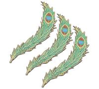 Lurrose 3 Pieces Embroidered Plume Peacock Wing Appliqué Iron-on Patches for Clothes Repair Craft Decoration, Crewel Embroidery Kit Suitable for ’s Clothing and DIY Sewing