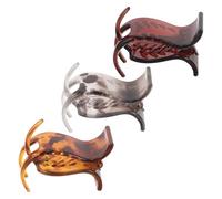 Lurrose 3 Pieces Non-slip Ponytail Hair Claw Clips for Thick Hair in Glossy Amber Gray Leopard and Coffee Leopard for Women