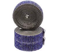 Lurrose 3 Rolls of Self-Adhesive Blue Rhinestone Ribbon Lightweight Glass Craft Trim for DIY Decorations and Delicate Costume Embellishments