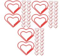 Lurrose 300 pcs Red Heart Paper Clips Non Skid Paperclips for Office School Home Use Corrosion Resistant Decorative Love Heart Bookmark Pins for Document Organization