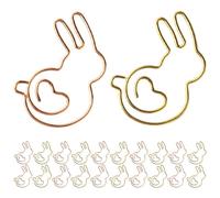 Lurrose 30Pcs Bunny Shape Paper Clips with Clear Box, Rose Gold and Yellow Gold, Funny Cute Paperclips Bookmarks Planner Clips for Fun Office Supplies School Wedding Decoration