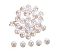Lurrose 30pcs Faux Pearl Round Decorative Buttons with Metal Shank Vintage Sewing Button Replacement for DIY Clothing Coats Suits Knitting Scrapbooking and Craft Projects