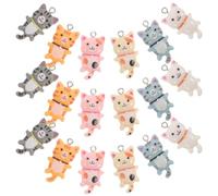 Lurrose 30pcs Resin Cat Charms DIY Jewelry Making Kit Gray Blue Yellow Orange White Pink Cat Pendants for Bracelet Necklace Earrings Craft Accessories