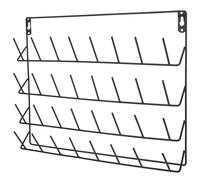 Lurrose 32-spool Metal Thread Rack with Wall Hanging Hooks, Black 15.6x12.2 Inch Wall-mounted Thread Organizer for Sewing, Embroidery, and Craft Room Storage