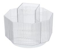 Lurrose 360° Rotating Crystal Makeup Brush Storage Box with Compartments Tabletop Cosmetic Brush Organizer Holder for Eyebrow Pencils Lipstick Compartment for Vanity Use