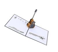 Lurrose 3d Vintage Guitar Greeting Card with Fine Workmanship, Khaki Paper Material, for Sending to Your Friends or Special Day, Thank You Present for Teacher or Lover