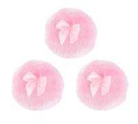 Lurrose 3pc Pink Powder Puff for Use with Long Hair Fabric Material Safe for Skin Creative Lovely Bowknot Design for Prickly Heat Powder and Talcum Application