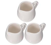 Lurrose 3pcs 100ml Ceramic Sauce Jugs with Handle Mini Creamer Pitchers Kitchen Sauce Containers White Porcelain Milk Pots for Dining and Entertaining