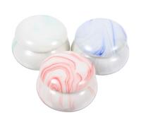 Lurrose 3pcs 15ml Mini Ceramic Sealed Jars with Marble Pattern, Small Lip Balm Containers, Cosmetics Storage Jars for Skincare and Travel, Red White, Dark Green, Blue White