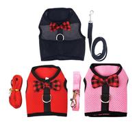 Lurrose 3Pcs Adjustable Small Animal Mesh Harness Vest for Rabbits, Hamsters Puppies - Breathable Lightweight Pet with Leash for Safe Walking and Outdoor Use