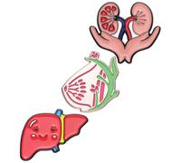 Lurrose 3pcs Creative Alloy Organ Brooch Pin Set Featuring Heart and Lung Designs, Decorative and Eye-catching Clothing Brooch Pins for Personality Display and Temperament Showing,