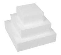 Lurrose 3pcs Cubic Foams Cake Model Multi-Function Safe White Foam Square Practicing Fake Cake Accessory for Practice
