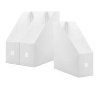 Lurrose 3pcs Desktop File Folder Organizer Box, Frosted Milk White Dual-Sided Document Holder, Vertical File Storage Rack 9x24x27cm for Office Desk and Document Sorting