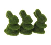 Lurrose 3pcs Easter Rabbit Artificial Grass Figurines Decorative Rabbit Ornaments for Easter Party and Home Tabletop Use Cute Realistic Foam Adornment in Green