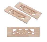 Lurrose 3pcs European Style Wood Carved Applique Onlays 6x18cm Solid Wood Rose Corner Decorations for Furniture Cabinet Doors Wall Frames DIY Craft