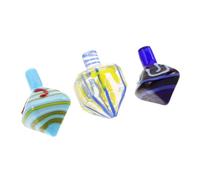 Lurrose 3pcs Glass Hanukkah Dreidel Classic Collectible Judaica Ornament for Family Interactive Game Decorative Holiday Keepsake