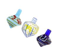 Lurrose 3pcs Handmade Glass Dreidel Set for Hanukkah Tradition, Decorative Chanukah Dreidels with Holiday Paperweight Function, Classic Judaica Collectible and Home Décor