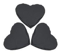 Lurrose 3pcs Heart Shaped Stone Plates Black Rustic Chic Dinnerware Set for Food Serving and Home Adornment, for Restaurant and Home Use