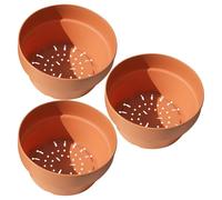 Lurrose 3pcs Japanese Style round Plastic Flower Pots Imitation Clay Planting Containers with Drainage Holes 18cm Diameter Decorative Small Plastic Succulent Planters for Indoor