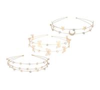 Lurrose 3pcs Multi-layer Metal Headbands for Women with Crystal Star Moon and Butterfly Hair Ornaments Double Layer Hair Hoops Bridal Rhinestone Decor and Women