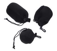 Lurrose 3pcs Neoprene Camera Lens Pouch Drawstring Soft Storage Bags for DSLR Lenses, Outdoor Travel Lens Protector Set with Elastic Large, Medium, Small Cases